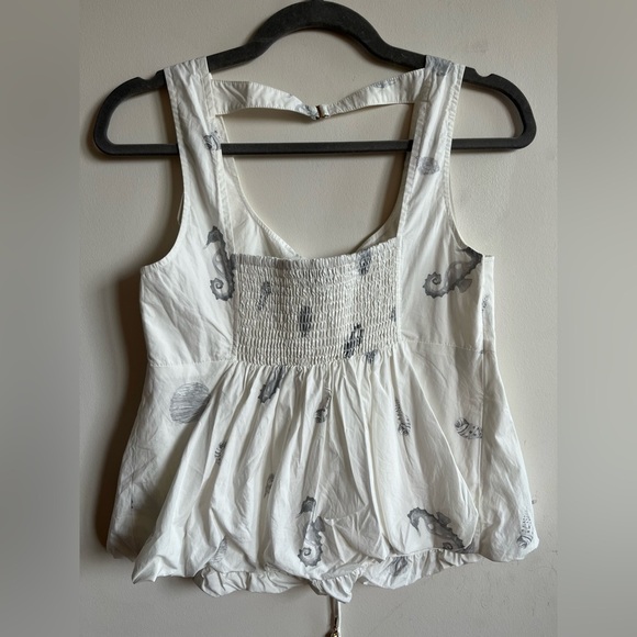 ONLY White Seahorse/Seashell Bubble Blouse - Picture 2 of 11